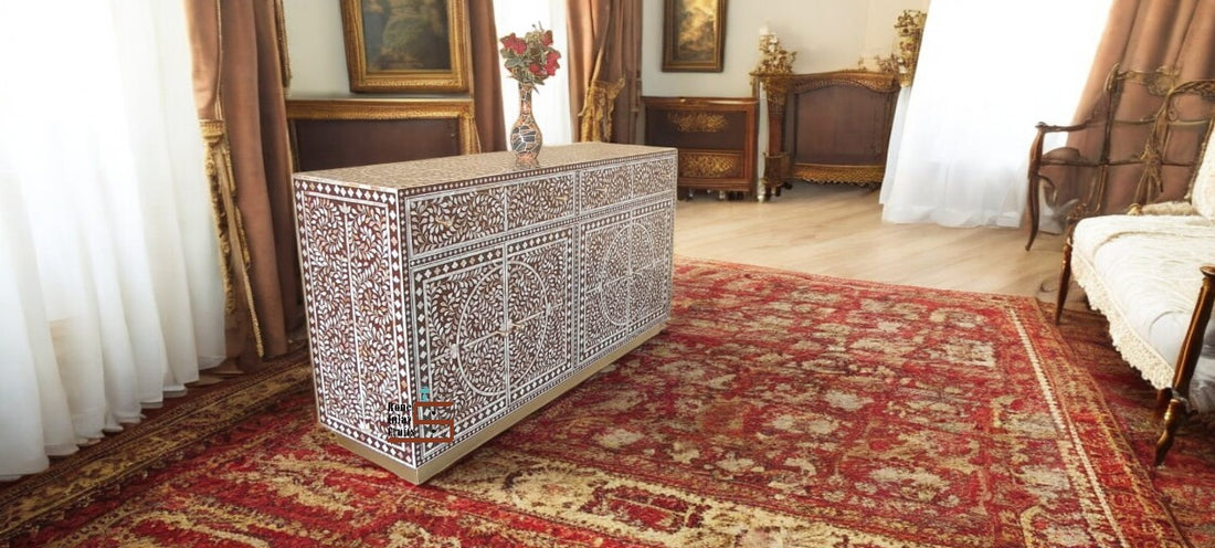 handmade mother of pearl inlay 2 Drawer 4 Door buffet mop inlay furniture home decor cabinet