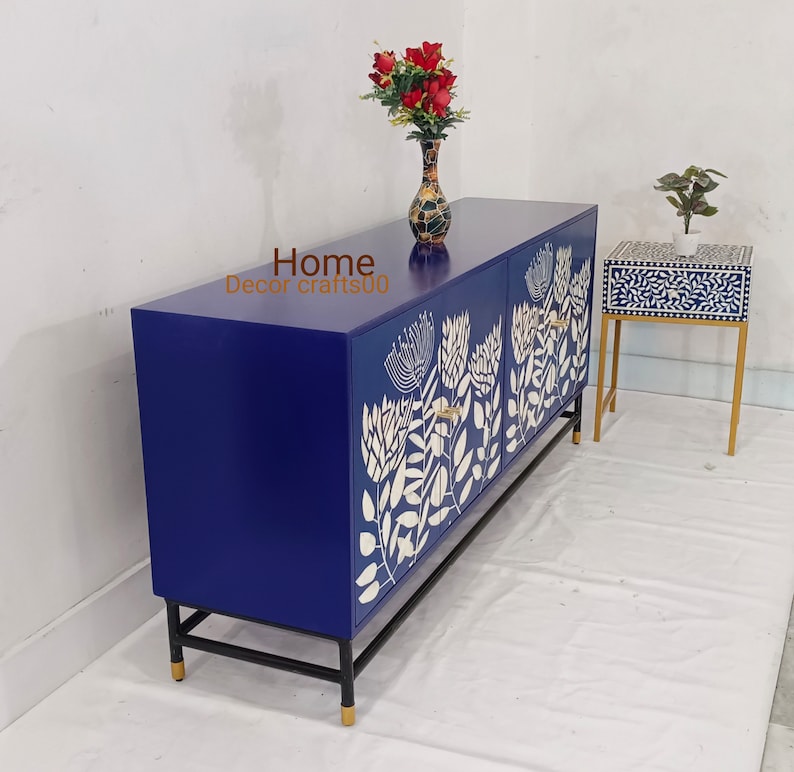 New handmade bone inlay 4 doors cabinet, and 1 drawer side table, bone inlay furniture,