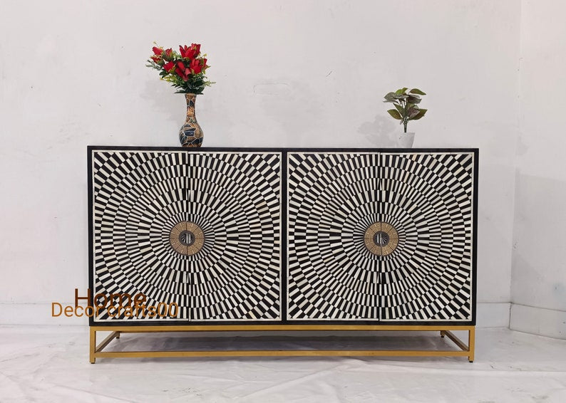 Handmade bone inlay 4 doors Sideboard, bone inlay cabinet, bone inlay furniture