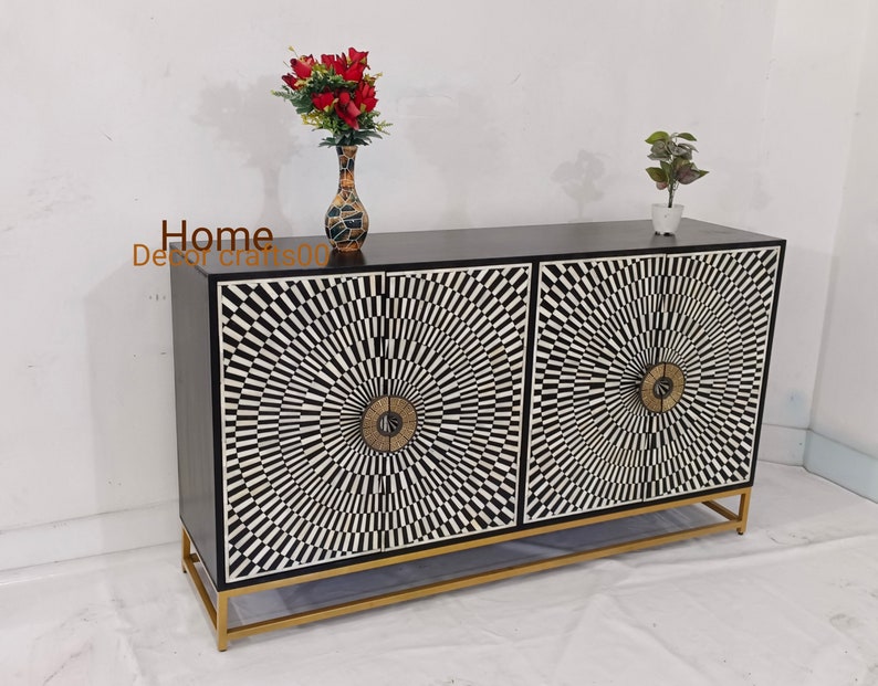 Handmade bone inlay 4 doors Sideboard, bone inlay cabinet, bone inlay furniture