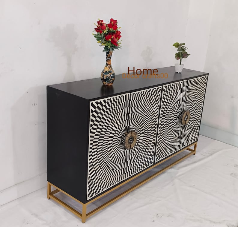 Handmade bone inlay 4 doors Sideboard, bone inlay cabinet, bone inlay furniture