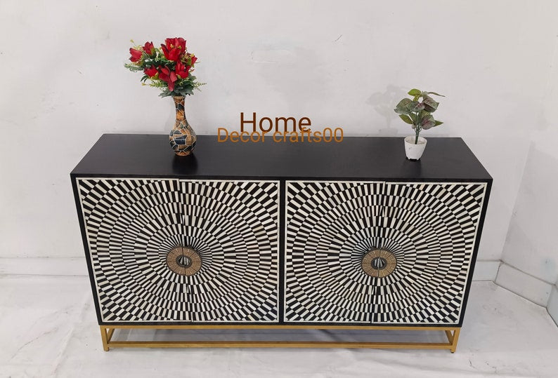 Handmade bone inlay 4 doors Sideboard, bone inlay cabinet, bone inlay furniture