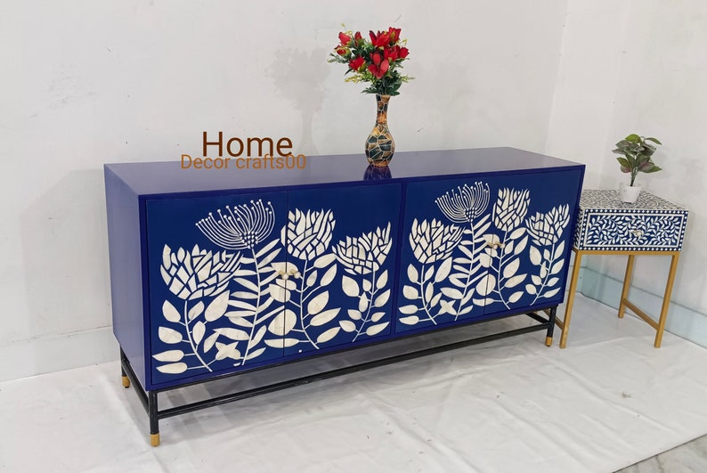 New handmade bone inlay 4 doors cabinet, and 1 drawer side table, bone inlay furniture,