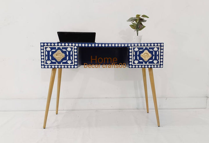 Handmade Bone inlay Work Desk, Bone inlay laptop table, bone inlay furniture