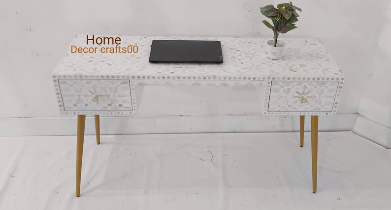 Handmade of pearl Work Desk, laptop table, Bedroom console table furniture,