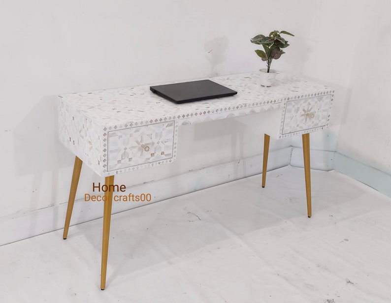 Handmade of pearl Work Desk, laptop table, Bedroom console table furniture,