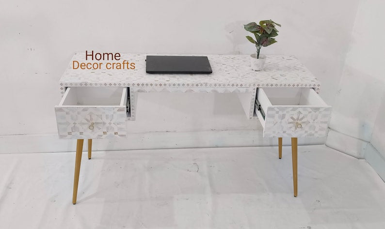 Handmade of pearl Work Desk, laptop table, Bedroom console table furniture,