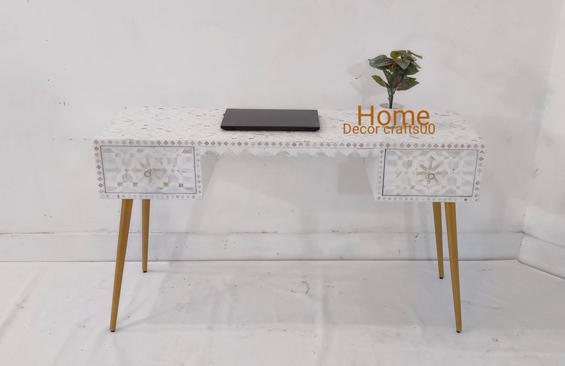 Handmade of pearl Work Desk, laptop table, Bedroom console table furniture,