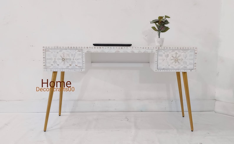 Handmade of pearl Work Desk, laptop table, Bedroom console table furniture,