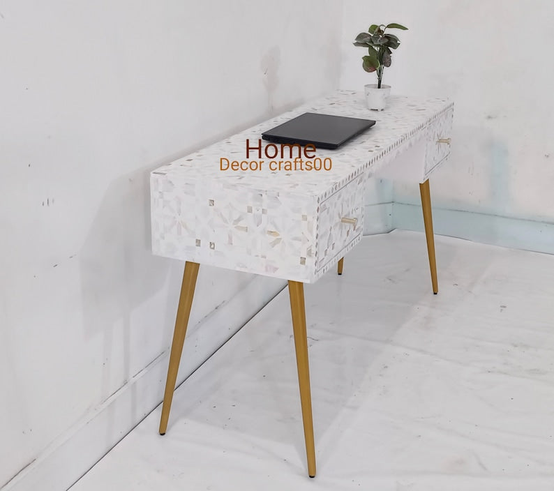 Handmade of pearl Work Desk, laptop table, Bedroom console table furniture,