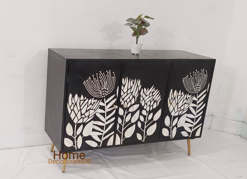 Indian handmade 3 doors 3 drawer Sideboard, inlay Cabinet