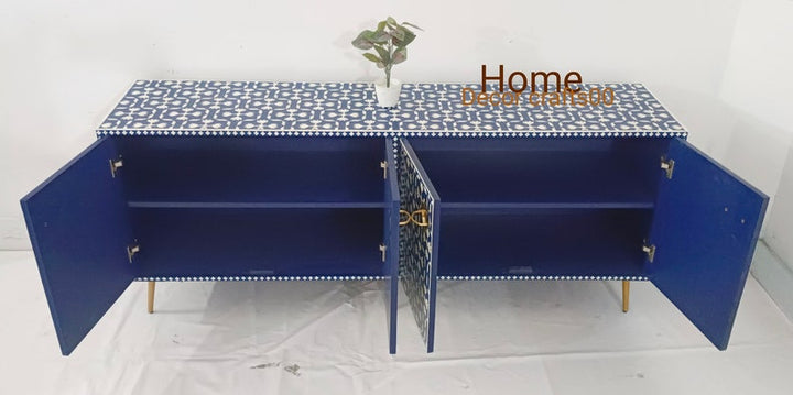 indian handmade Bone Inlay 4 doors media console Table ,Bone Inlay Table