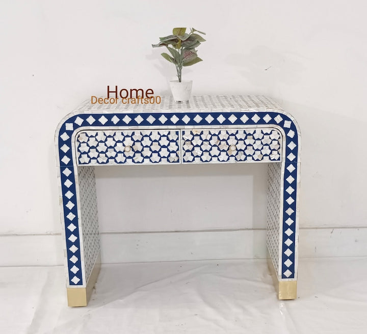 new Handmade mother of pearl inlay targua designs 2 Drawers U console table, 2 Drawers console,