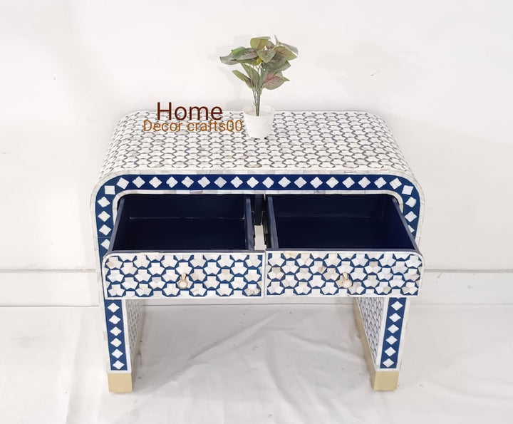 new Handmade mother of pearl inlay targua designs 2 Drawers U console table, 2 Drawers console,