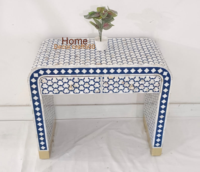 new Handmade mother of pearl inlay targua designs 2 Drawers U console table, 2 Drawers console,