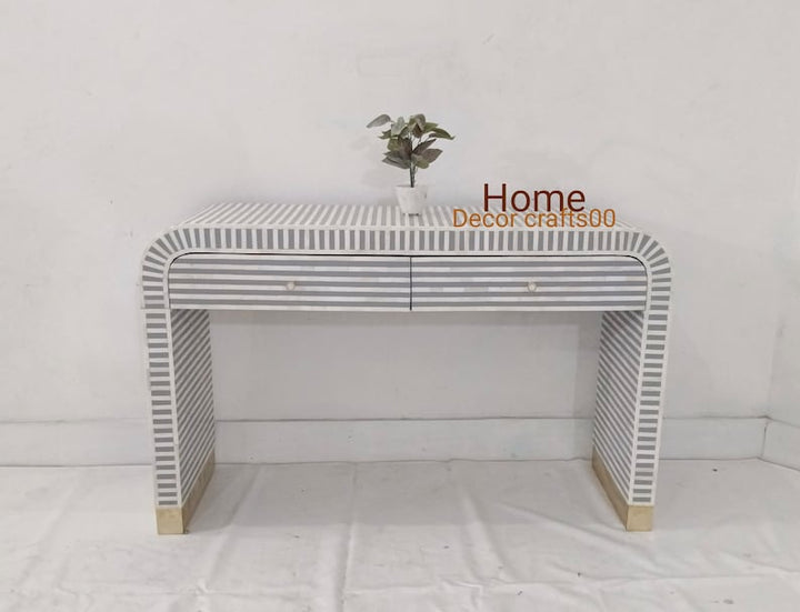 New Indian Handmade Bone Inlay 2 Drawers U console table, bone inlay table, bone inlay furniture,