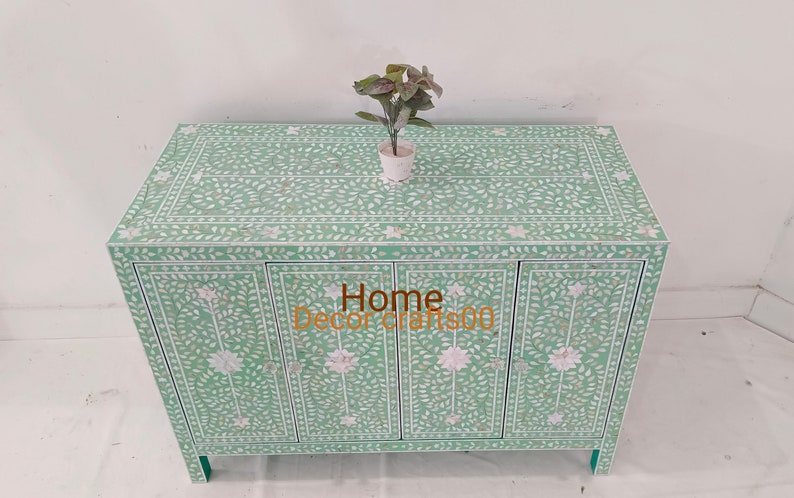 New handmade mother of pearl inlay 4 doors buffet, Dresser buffet, bone inlay furniture,