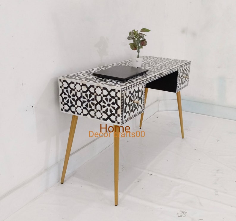 Handmade mother of pearl inlay Work Desk, mop laptop table, bone inlay furniture,