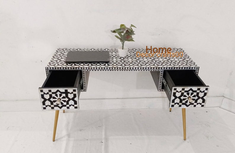 Handmade mother of pearl inlay Work Desk, mop laptop table, bone inlay furniture,