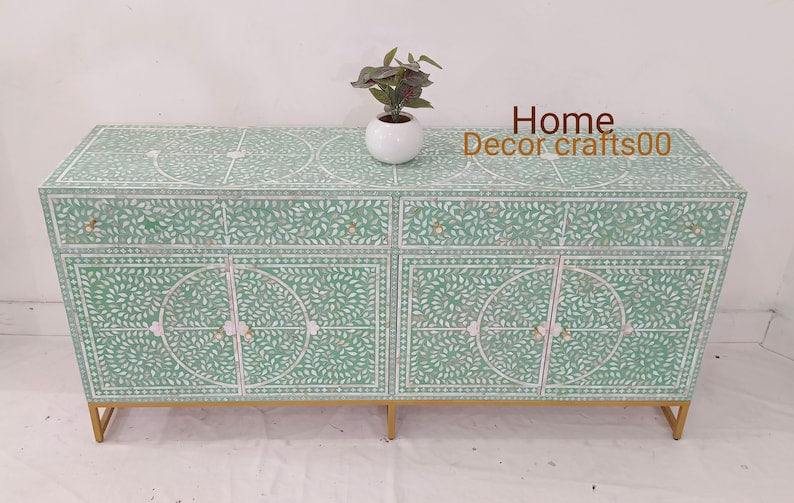 New Indian handmade mother of pearl inlay floral Design Buffet, mop inlay cabinet,