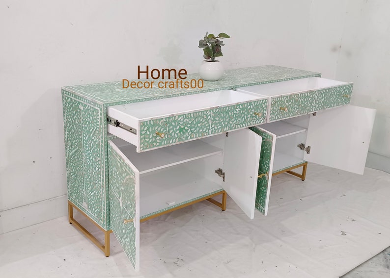 New Indian handmade mother of pearl inlay floral Design Buffet, mop inlay cabinet,