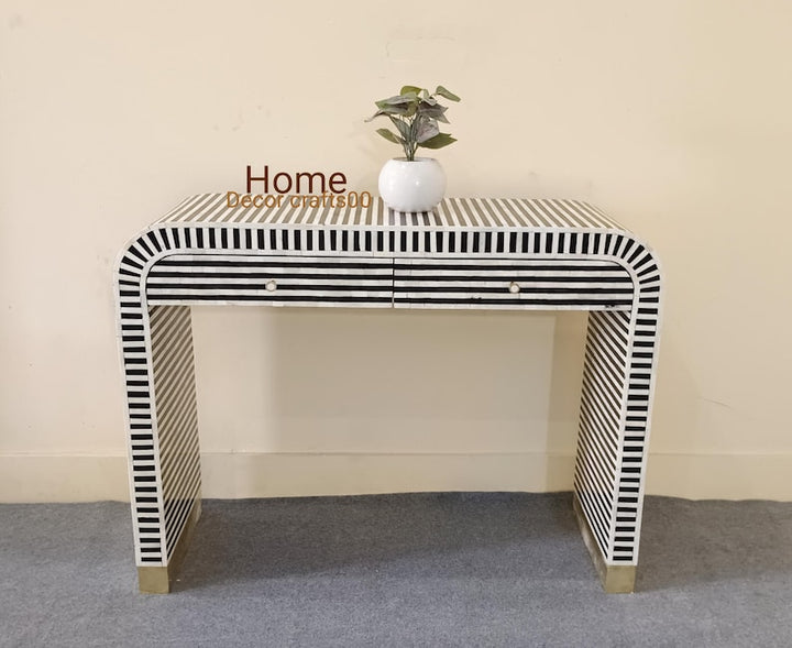 New Indian Handmade Bone Inlay 2 Drawers U console table , bone Inlay console, bone inlay furniture,