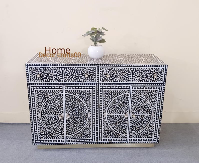 New Indian handmade mother of pearl inlay floral  Design Buffet, mop inlay furniture,