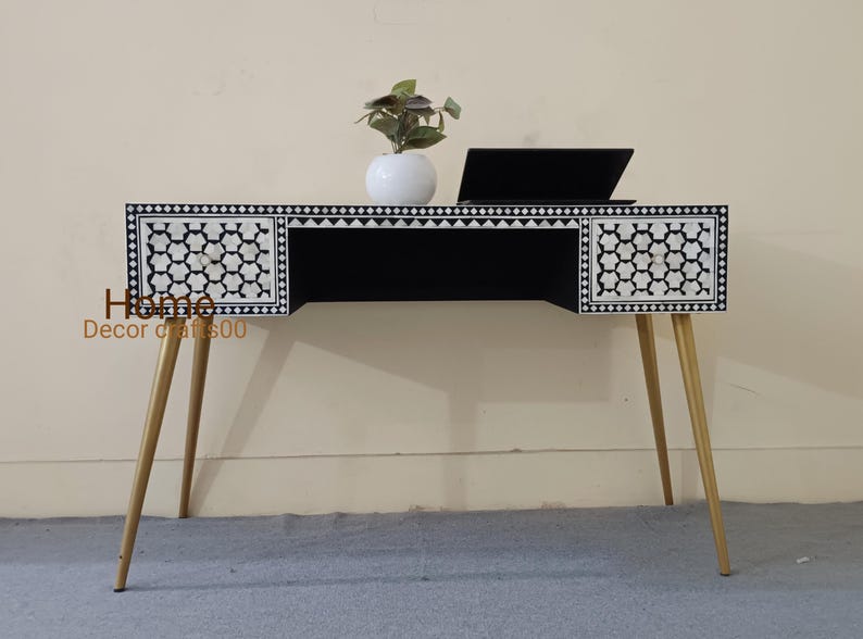 New Indian Handmade Targua Design Work Desk laptop table, bone inlay table, bone inlay furniture,e