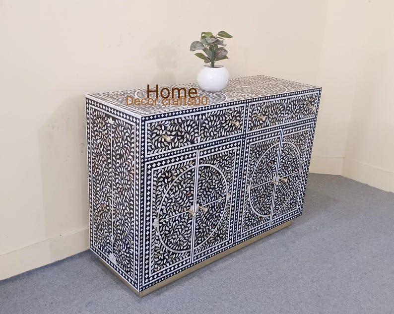 New Indian handmade mother of pearl inlay floral  Design Buffet, mop inlay furniture,