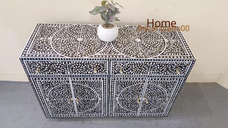 New Indian handmade mother of pearl inlay floral  Design Buffet, mop inlay furniture,