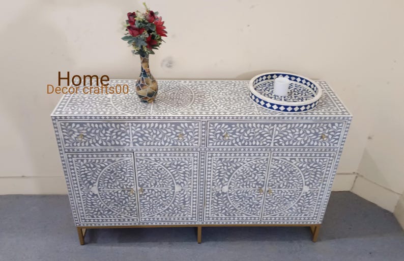 New handmade bone inlay floral Design Buffet, bone inlay Cabinet, bone inlay furniture,