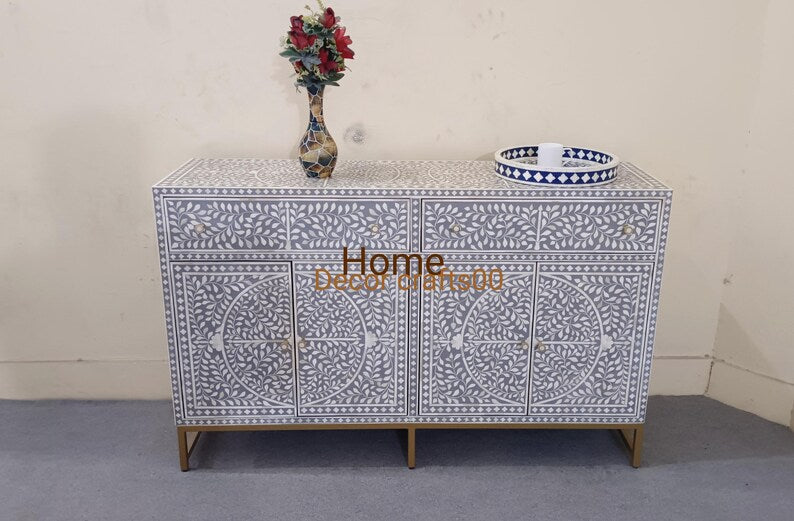 New handmade bone inlay floral Design Buffet, bone inlay Cabinet, bone inlay furniture,