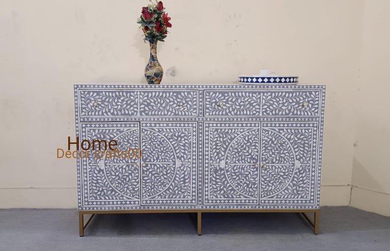 New handmade bone inlay floral Design Buffet, bone inlay Cabinet, bone inlay furniture,