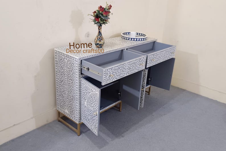 New handmade bone inlay floral Design Buffet, bone inlay Cabinet, bone inlay furniture,